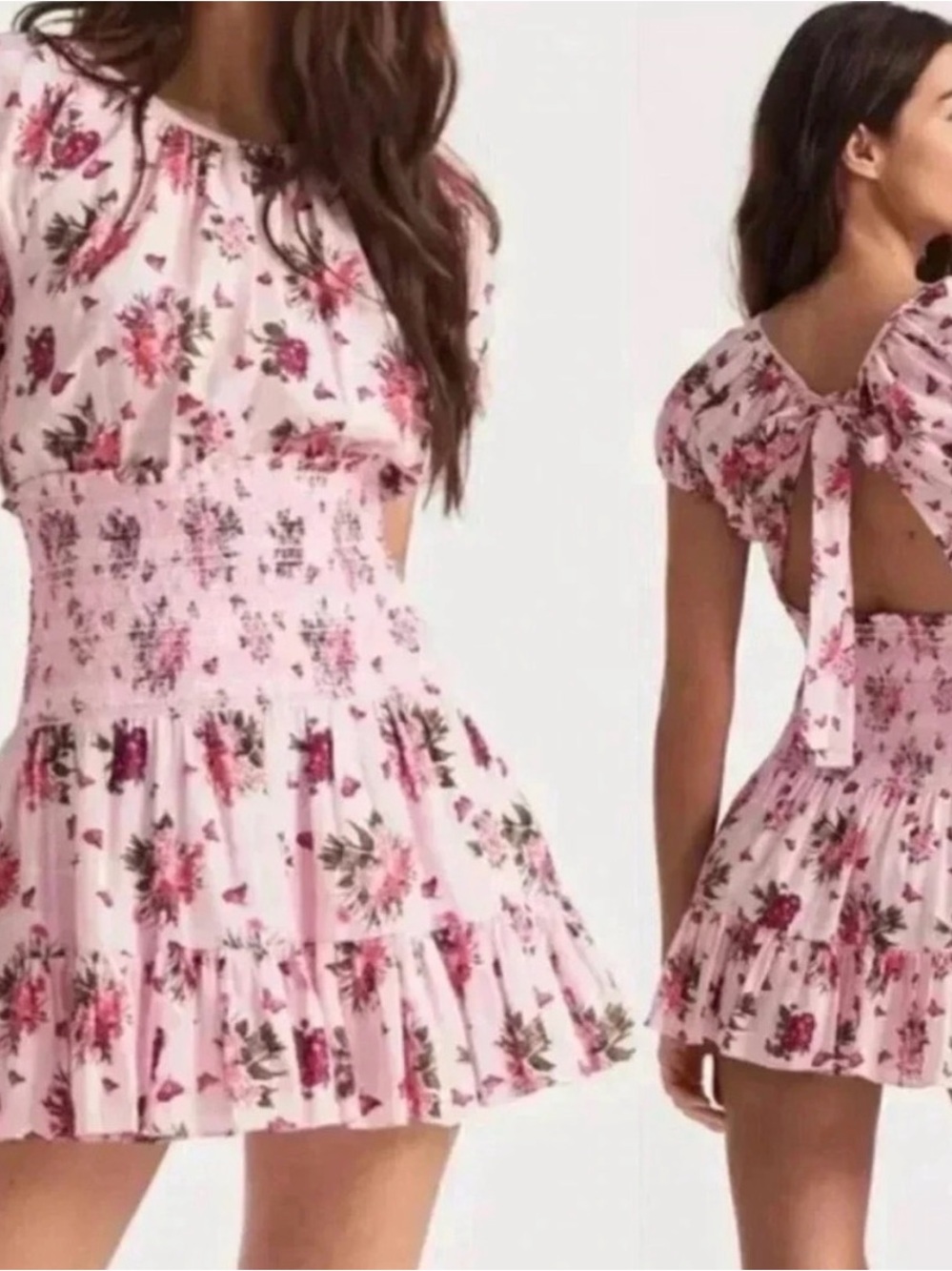 LSF Pink Floral Tie-Back Mini Dress